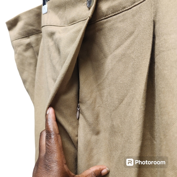 NWT ZARA Crossover Pleated Pants Sz. XL Khaki Asymmetrical - Picture 2 of 11